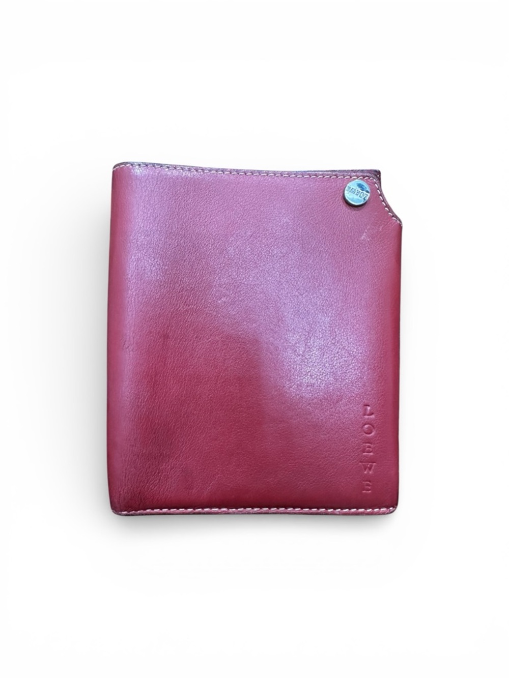 Vintage Loewe Red Leather Bifold Wallet – Spanish Luxury with COA